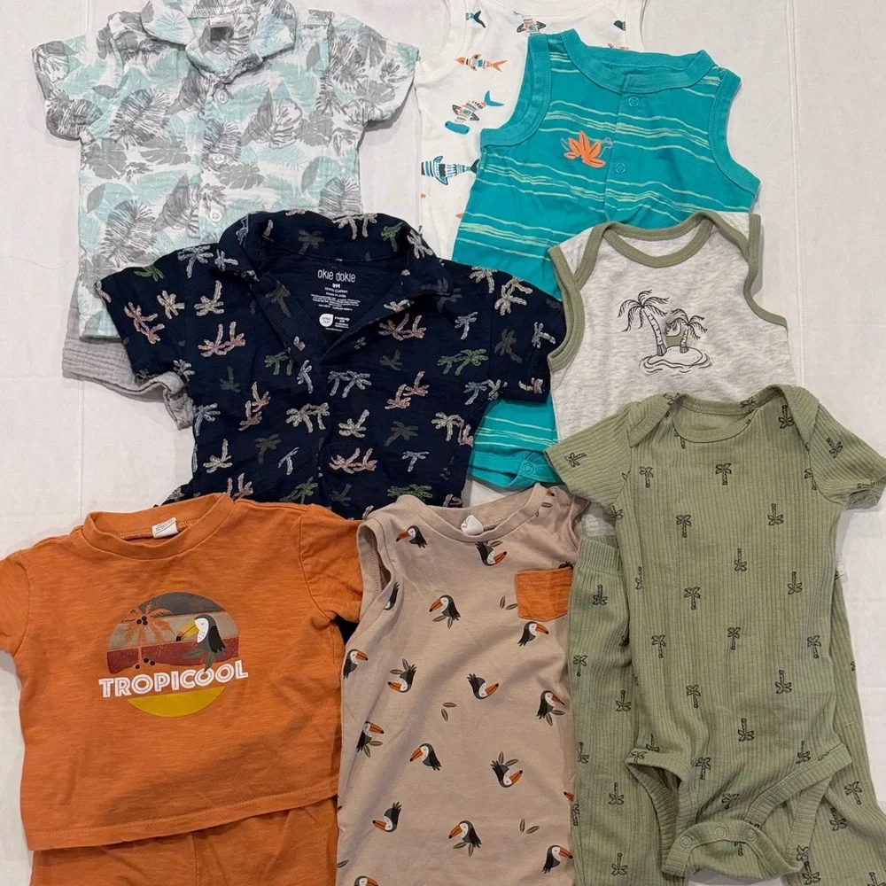 13-Piece Baby Boy Summer Bundle - Tropical, Toucan, Aloha - Size 9 Months - Picture 1 of 6